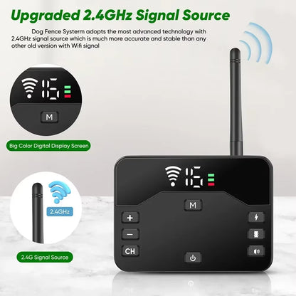 Pet Dog Shocks Training anti Bark Collar, Wireless Electric Fence Remote Pet Containment System with Adjustable Vibration Shock