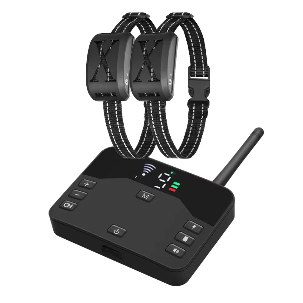 Pet Dog Shocks Training anti Bark Collar, Wireless Electric Fence Remote Pet Containment System with Adjustable Vibration Shock