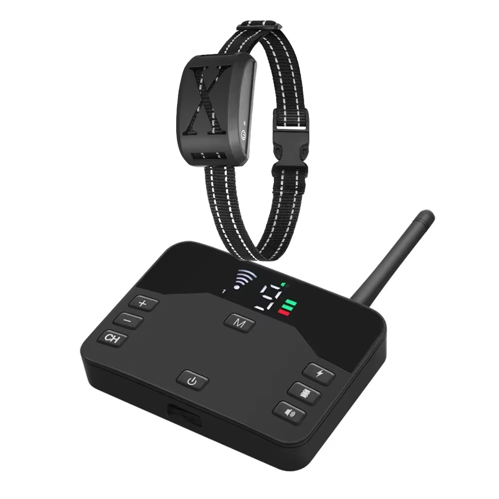 Pet Dog Shocks Training anti Bark Collar, Wireless Electric Fence Remote Pet Containment System with Adjustable Vibration Shock