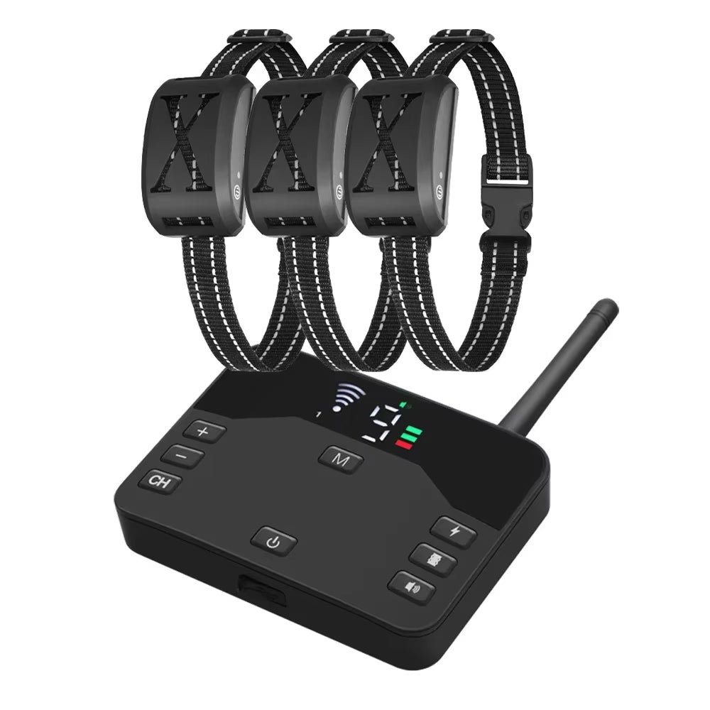 Pet Dog Shocks Training anti Bark Collar, Wireless Electric Fence Remote Pet Containment System with Adjustable Vibration Shock